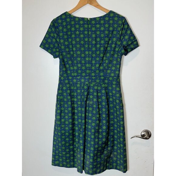 Boden Sierra Textured Dress in Aegean Blue Twin Spot Green Flower Print  Size 8 - Picture 8 of 12